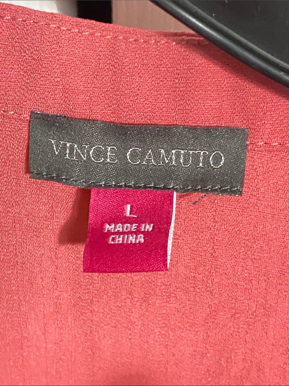 Vince Camuto coral Ruffle Sleeve Split Neck Shirt Blouse Top size LARGE - Picture 6 of 8